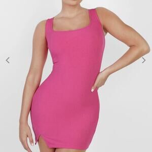 POPILUSH BUILT IN SHAPEWARE MINI SLIT‎ DRESS pINK WOMENS SIZE Large NWT